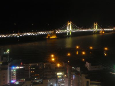 Picture of the Busan bridge from the top of the Ferris wheel.