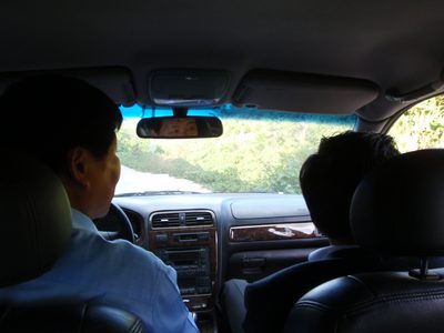 Driving down the road to Monica´s dad´s home village.