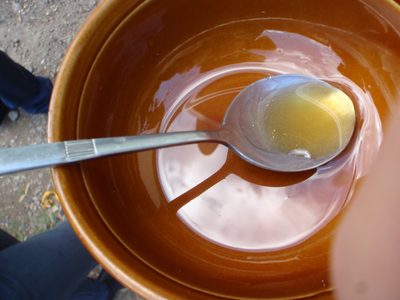 In Monica´s dad´s village, we were given bowls of honey...