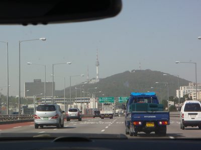 Approaching Seoul from the south.  N'Seoul Tower (short...