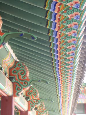 Cool Korean wooden roof eaves, beautifully restored. ...