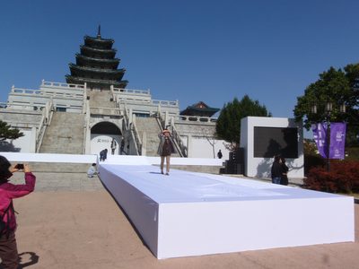 Out of place fashion show in the Gyeongbok temple...