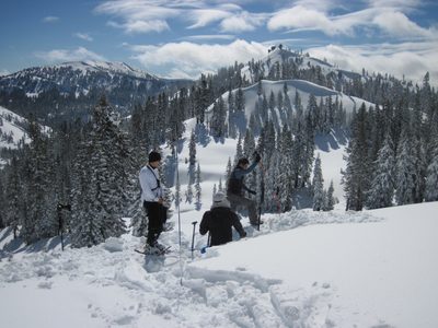 Digging our avalanche test pit. Yang at the left, John...
