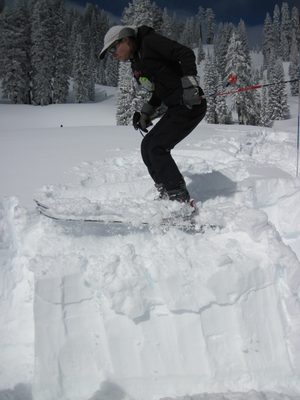 Jumping up and down on the snow column to test the...