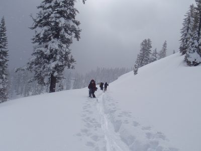 Hiking along CA-89.