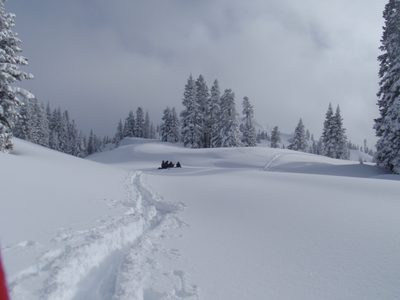 The group takes a rest as we regain the road on the...
