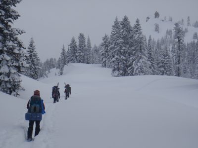 Hiking out.