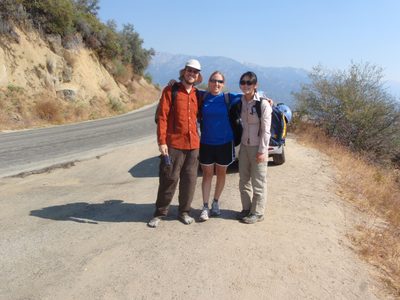 The team gets ready for adventure:  Joel, Catherine and...