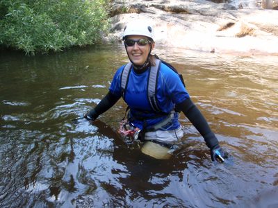 Catherine, in the water of Little Utah Brown Water...