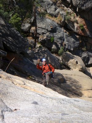 Joel on the first rappel.  This canyon, while far from...