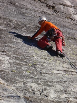 John, leading an unnamed 5.10a climb on the far right...
