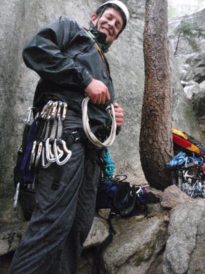 Jon, in the rain, packing up our gear to go home.
