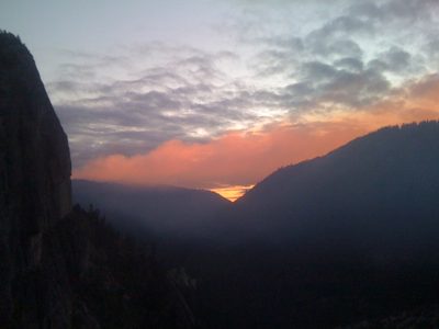 Sunset with forest fire smoke.