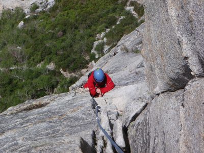 Monica freeing some more gear near the top of the second...