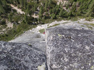 Now at the top of East Wall, peering over the edge as...