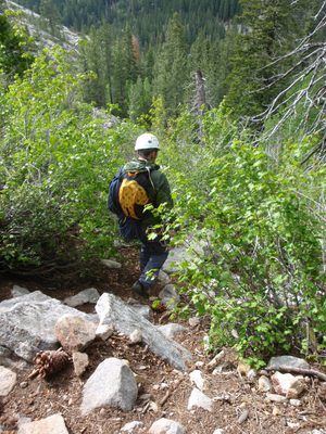 John hiking down the trail.