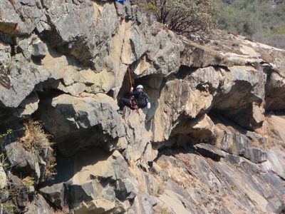 Mike on rappel again.