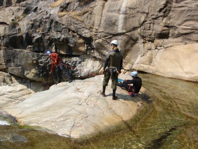 Setting up the next body belay.  Mike providing the...