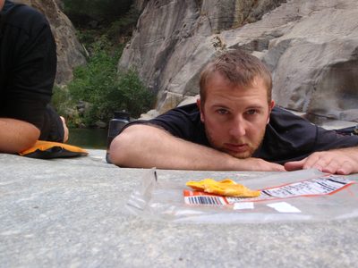 Mike, relaxing in camp after a hard day.
