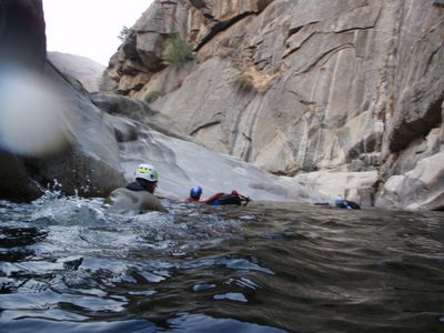 Paddling down river.  Annoying water droplet on lens at left.