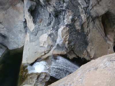 The top of a 100 ft waterfall.