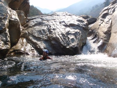 Joel, below a rather scenic little cascade.
