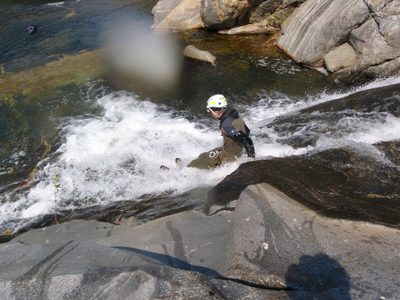 Andy on a water slide.