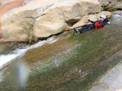 Mike on a waterslide.