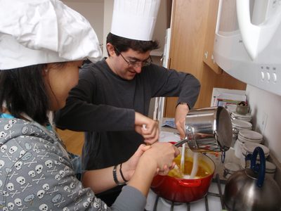 Monica and Jesse making pate de fruits.