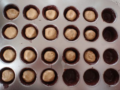 18 out of 24 peanut butter cups complete.