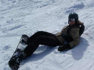 Monica, resting in the snow.