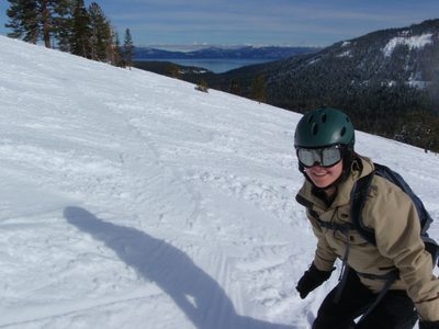 Monica with Lake Tahoe in the background.