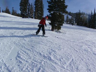 Yang snowboarding at Alpine Meadows.