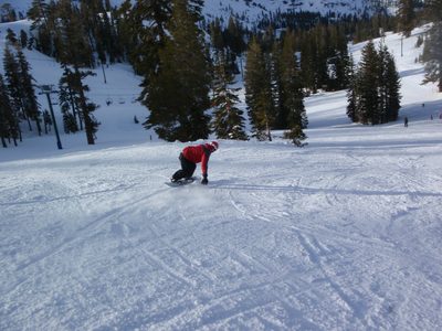 Yang, dragging a knuckle at Alpine Meadows.