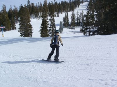 Monica riding back to Canyon Lodge.
