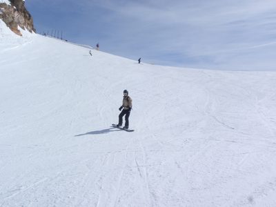 Monica, skiing Saddle Bowl, appropriately contoured like...