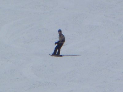 Monica, skiing down to Canyon Lodge for lunch.