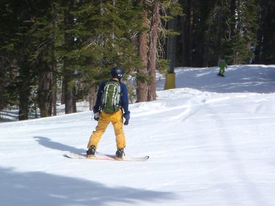 Seeing these yellow pants on a snowboard make this look...