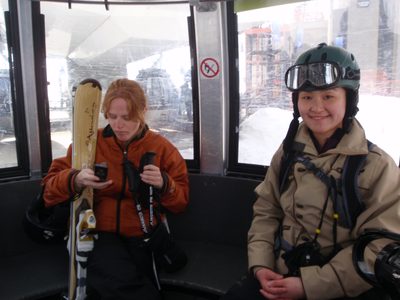 Riding the gondola back to the village after our last...
