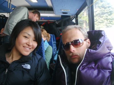 John and Monica on the shuttle ride back to the airport.
