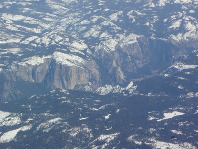 El Capitan, left, and Yosemite Falls, right.