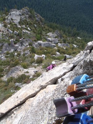 I took a photo of Sydney climbing on a nearby route...