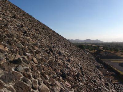 Pyramid of the sun, looking southwest.  It seems to have...