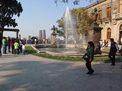 Juxtaposition of Spanish colonial and International modern.