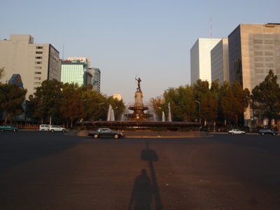 John taking a picture of a roundabout on the Paseo de la...