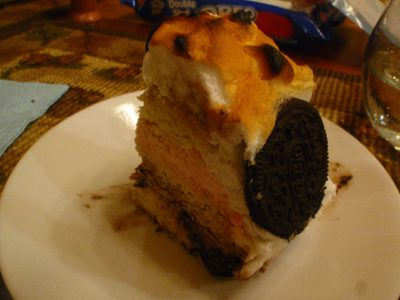 Baked Alaska slice, a bit more solid after 24 hours in...