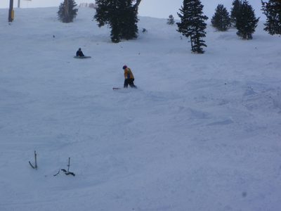 Catherine and Jay under the Lone Tree lift at Moonlight.