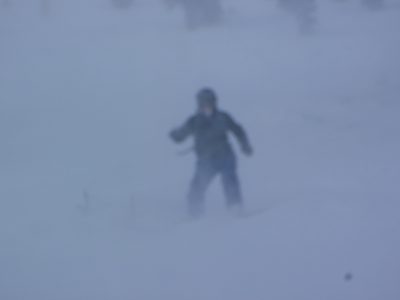 Catherine gets nearly obscured by a snow-devil snowclone.
