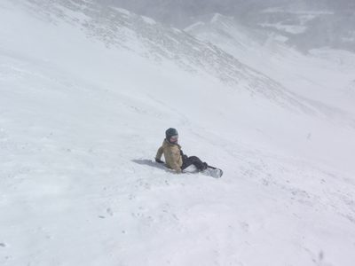 Monica, at the top of Lone Mountain, on Marx or Lenin.