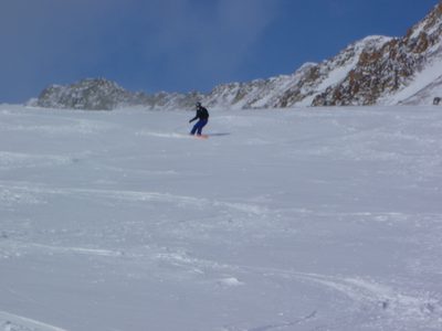 Catherine under the triple at Big Sky.  This was the day...